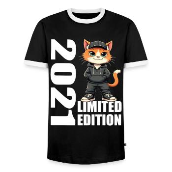 Limited Edition 2021 Birthday 2021 Born - Men's Ringer Shirt - black/white - Front - AI Model Female 172 light (172cm) & AI Model Male 178 light (178cm)