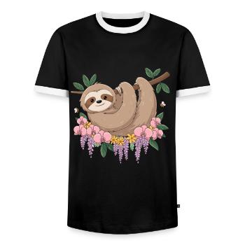 Lustiges Faultier Relax für Kinder - Männer Kontrast-T-Shirt - Schwarz/Weiß - Vorne - AI Model Female 172 light (172cm) & AI Model Male 178 light (178cm)
