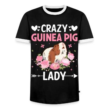 Crazy guinea pig lady - Men's Ringer Shirt - black/white - Front - AI Model Female 172 light (172cm) & AI Model Male 178 light (178cm)