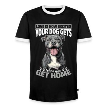 Propriétaire de chien Pitbull Terrier - T-shirt contrasté Homme - noir/blanc - Devant - AI Model Female 172 light (172cm) & AI Model Male 178 light (178cm)