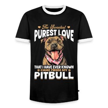 Propriétaire de chien Pitbull Terrier - T-shirt contrasté Homme - noir/blanc - Devant - AI Model Female 172 light (172cm) & AI Model Male 178 light (178cm)