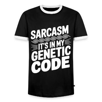 Sarkasmus Gene DNA Genetik - Männer Kontrast-T-Shirt - Schwarz/Weiß - Vorne - AI Model Female 172 light (172cm) & AI Model Male 178 light (178cm)
