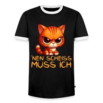 I have to give a shit to cat lovers sarcastically - Men's Ringer Shirt - black/white - Front - AI Model Female 172 light (172cm) & AI Model Male 178 light (178cm)