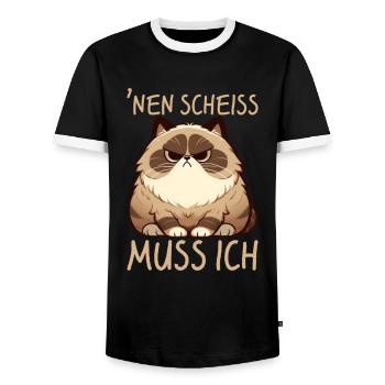 I have to give a shit to cat lovers sarcastically - Men's Ringer Shirt - black/white - Front - AI Model Female 172 light (172cm) & AI Model Male 178 light (178cm)