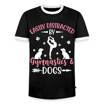 Gymnastique distraite Chiens Gymnaste Gymnastique - T-shirt contrasté Homme - noir/blanc - Devant - AI Model Female 172 light (172cm) & AI Model Male 178 light (178cm)