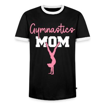 Gymnastics Mom Gymnast Mom Women Gymnastics - Men's Ringer Shirt - black/white - Front - AI Model Female 172 light (172cm) & AI Model Male 178 light (178cm)