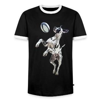 Deutsche Dogge - Männer Kontrast-T-Shirt - Schwarz/Weiß - Vorne - AI Model Female 172 light (172cm) & AI Model Male 178 light (178cm)