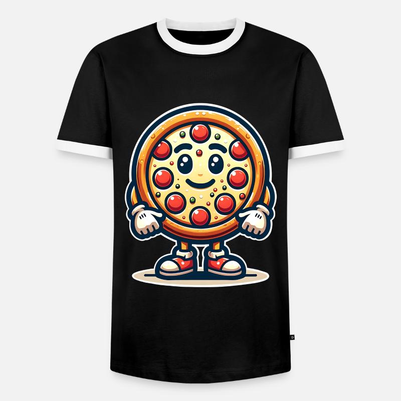 Pizza Maskottchen - Männer Kontrast-T-Shirt - Schwarz/Weiß
