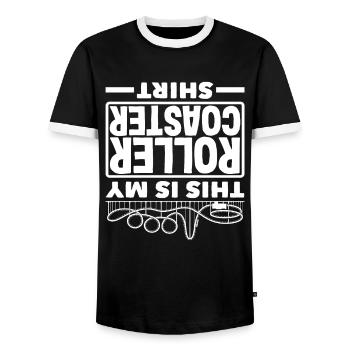 Achterbahn Mein Leben T-Shirt - Männer Kontrast-T-Shirt - Schwarz/Weiß - Vorne - AI Model Female 172 light (172cm) & AI Model Male 178 light (178cm)