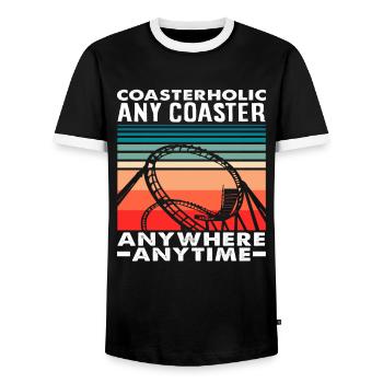 Montagnes russes Fan Coasterholic Passion - T-shirt contrasté Homme - noir/blanc - Devant - AI Model Female 172 light (172cm) & AI Model Male 178 light (178cm)