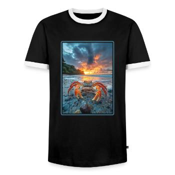 Crab Crab - Men's Ringer Shirt - black/white - Front - AI Model Female 172 light (172cm) & AI Model Male 178 light (178cm)