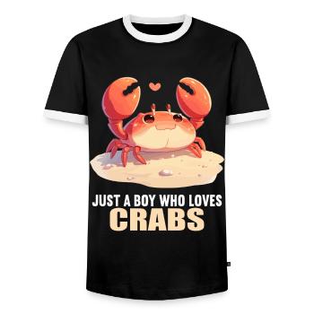 Crab Crab - Men's Ringer Shirt - black/white - Front - AI Model Female 172 light (172cm) & AI Model Male 178 light (178cm)