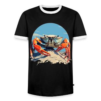 Crab Crab - Men's Ringer Shirt - black/white - Front - AI Model Female 172 light (172cm) & AI Model Male 178 light (178cm)
