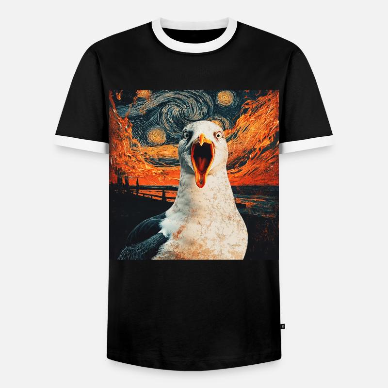 Möwe - Männer Kontrast-T-Shirt - Schwarz/Weiß