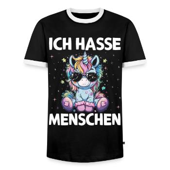 Cute Unicorn, Colorful Unicorns - Men's Ringer Shirt - black/white - Front - AI Model Female 172 light (172cm) & AI Model Male 178 light (178cm)