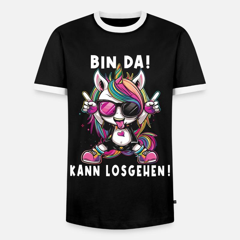 Süßes Einhorn, Bunte Einhörner - Männer Kontrast-T-Shirt - Schwarz/Weiß