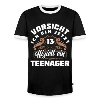 Vorsicht Ich Bin Jetzt 13. Geburtstag Teenager - Männer Kontrast-T-Shirt - Schwarz/Weiß - Vorne - AI Model Female 172 light (172cm) & AI Model Male 178 light (178cm)