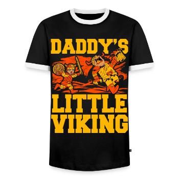 Daddy's little Viking - Men's Ringer Shirt - black/white - Front - AI Model Female 172 light (172cm) & AI Model Male 178 light (178cm)