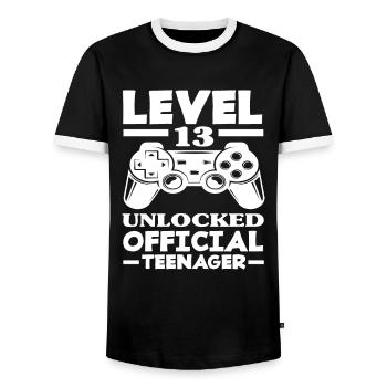 Niveau 13 Débloqué 13e anniversaire Adolescent - T-shirt contrasté Homme - noir/blanc - Devant - AI Model Female 172 light (172cm) & AI Model Male 178 light (178cm)