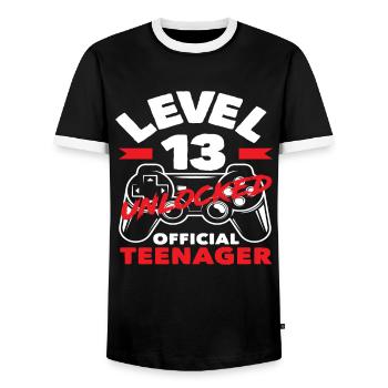 Niveau 13 Débloqué 13e anniversaire Adolescent - T-shirt contrasté Homme - noir/blanc - Devant - AI Model Female 172 light (172cm) & AI Model Male 178 light (178cm)