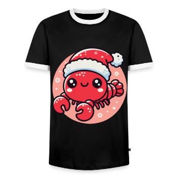 Fröhlicher Weihnachtskrebs Mit Mütze - Männer Kontrast-T-Shirt - Schwarz/Weiß - Vorne - AI Model Female 172 light (172cm) & AI Model Male 178 light (178cm)