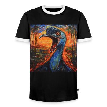 Kasuar - Männer Kontrast-T-Shirt - Schwarz/Weiß - Vorne - AI Model Female 172 light (172cm) & AI Model Male 178 light (178cm)