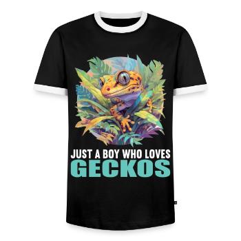 Geckos Geckos - T-shirt contrasté Homme - noir/blanc - Devant - AI Model Female 172 light (172cm) & AI Model Male 178 light (178cm)