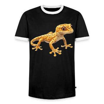 Geckos Gecko - Men's Ringer Shirt - black/white - Front - AI Model Female 172 light (172cm) & AI Model Male 178 light (178cm)