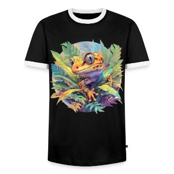 Geckos Gecko - Men's Ringer Shirt - black/white - Front - AI Model Female 172 light (172cm) & AI Model Male 178 light (178cm)