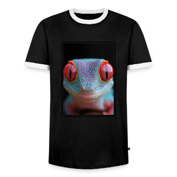 Geckos Gecko - Men's Ringer Shirt - black/white - Front - AI Model Female 172 light (172cm) & AI Model Male 178 light (178cm)