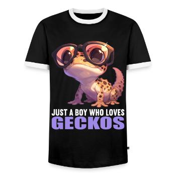 Geckos Geckos - T-shirt contrasté Homme - noir/blanc - Devant - AI Model Female 172 light (172cm) & AI Model Male 178 light (178cm)
