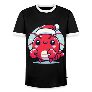 Lustiger Hummer Mit Weihnachtsmütze - Männer Kontrast-T-Shirt - Schwarz/Weiß - Vorne - AI Model Female 172 light (172cm) & AI Model Male 178 light (178cm)