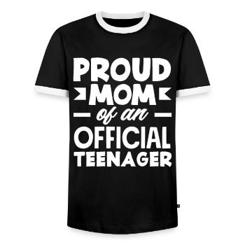 Fière maman d’un adolescent officiel 13. - T-shirt contrasté Homme - noir/blanc - Devant - AI Model Female 172 light (172cm) & AI Model Male 178 light (178cm)