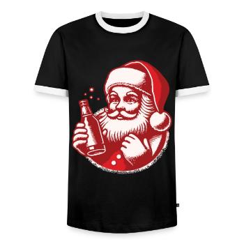 Christmas fun with Santa and drink - Men's Ringer Shirt - black/white - Front - AI Model Female 172 light (172cm) & AI Model Male 178 light (178cm)