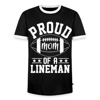 Proud Mom of a Lineman Football Lineman Mom - Men's Ringer Shirt - black/white - Front - AI Model Female 172 light (172cm) & AI Model Male 178 light (178cm)