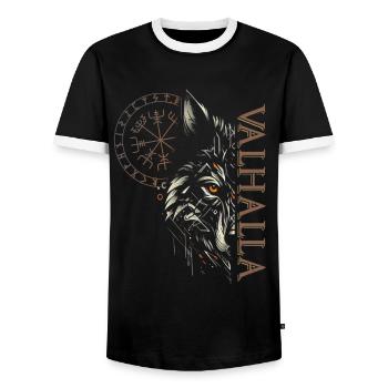 Valhalla Wolf Dieux nordiques Vikings nordiques - T-shirt contrasté Homme - noir/blanc - Devant - AI Model Female 172 light (172cm) & AI Model Male 178 light (178cm)