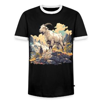 Chèvres chèvre - T-shirt contrasté Homme - noir/blanc - Devant - AI Model Female 172 light (172cm) & AI Model Male 178 light (178cm)