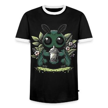 Mothman Bubble Tea - Männer Kontrast-T-Shirt - Schwarz/Weiß - Vorne - AI Model Female 172 light (172cm) & AI Model Male 178 light (178cm)