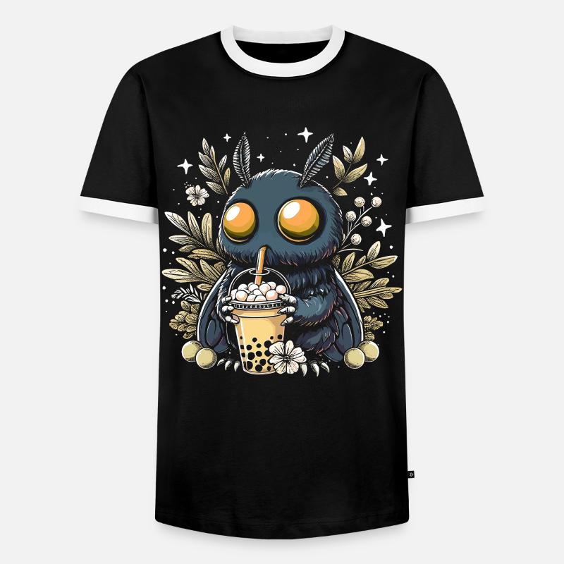 Mothman Bubble Tea - Männer Kontrast-T-Shirt - Schwarz/Weiß