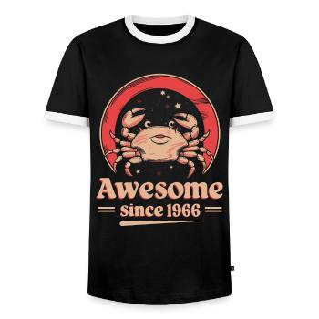 Zodiaque Cancer Anniversaire Depuis 1966 Grand - T-shirt contrasté Homme - noir/blanc - Devant - AI Model Female 172 light (172cm) & AI Model Male 178 light (178cm)