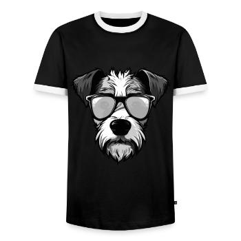 Jack Russel Terrier Hund Porträt Cool - Männer Kontrast-T-Shirt - Schwarz/Weiß - Vorne - AI Model Female 172 light (172cm) & AI Model Male 178 light (178cm)