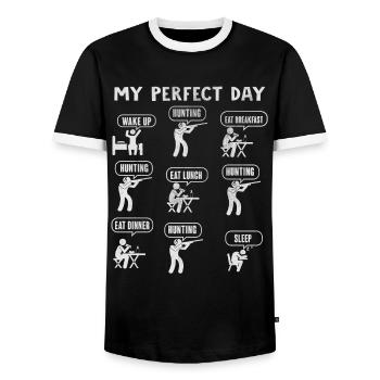 Meine perfekte Tag Jäger Jagd - Männer Kontrast-T-Shirt - Schwarz/Weiß - Vorne - AI Model Female 172 light (172cm) & AI Model Male 178 light (178cm)