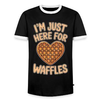 Waffles Saying Dessert Funny Waffles Gift - Men's Ringer Shirt - black/white - Front - AI Model Female 172 light (172cm) & AI Model Male 178 light (178cm)