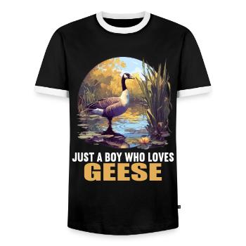 geese goose - Men's Ringer Shirt - black/white - Front - AI Model Female 172 light (172cm) & AI Model Male 178 light (178cm)