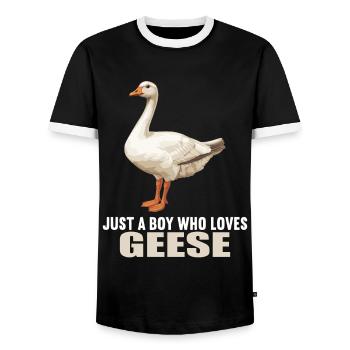 geese goose - Men's Ringer Shirt - black/white - Front - AI Model Female 172 light (172cm) & AI Model Male 178 light (178cm)