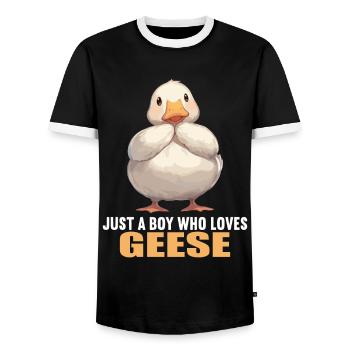 geese goose - Men's Ringer Shirt - black/white - Front - AI Model Female 172 light (172cm) & AI Model Male 178 light (178cm)