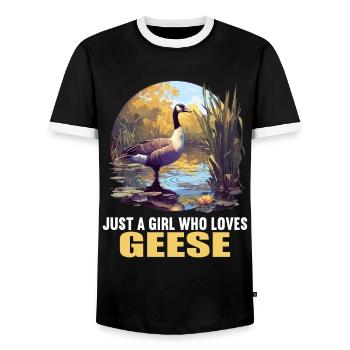 geese goose - Men's Ringer Shirt - black/white - Front - AI Model Female 172 light (172cm) & AI Model Male 178 light (178cm)