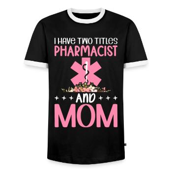 Zwei Titel Apothekerin Mama Apothekerin Florale - Männer Kontrast-T-Shirt - Schwarz/Weiß - Vorne - AI Model Female 172 light (172cm) & AI Model Male 178 light (178cm)
