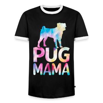 Mops Mama Bunter Mops Hund - Männer Kontrast-T-Shirt - Schwarz/Weiß - Vorne - AI Model Female 172 light (172cm) & AI Model Male 178 light (178cm)