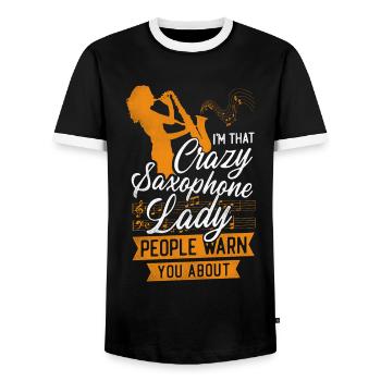 Saxophone I'm That Crazy Saxophone - Männer Kontrast-T-Shirt - Schwarz/Weiß - Vorne - AI Model Female 172 light (172cm) & AI Model Male 178 light (178cm)
